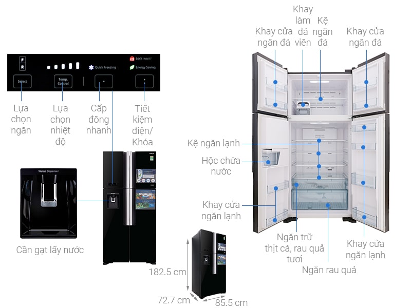 Hình ảnh tổng quan Tủ lạnh Hitachi 540L inverter R-FW690PGV7 GBK