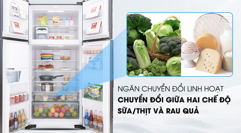 Ngăn chuyển đổi linh hoạt với 2 chế độ trữ sữa, thịt tươi sống hay rau củ