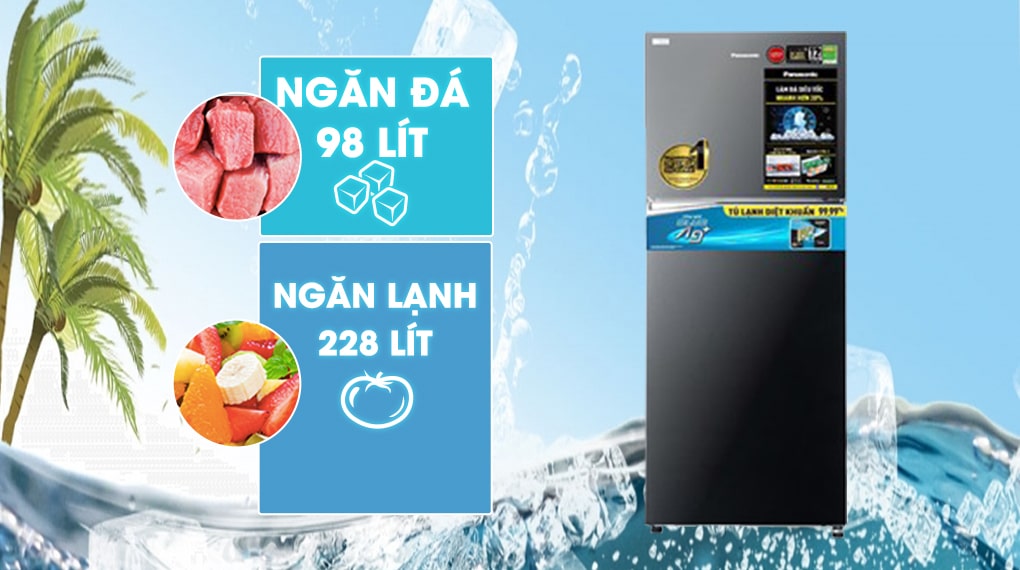 1. Tủ lạnh Panasonic NR-TL351VGMV phù hợp cho gia đình từ 3 – 4 thành viên