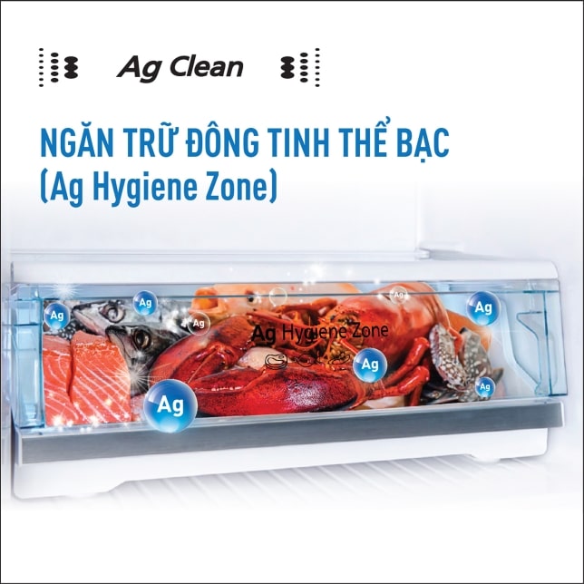 6. Ngăn trữ đông tinh thể bạc Hygiene Zone ngăn lẫn mùi thực phẩm 