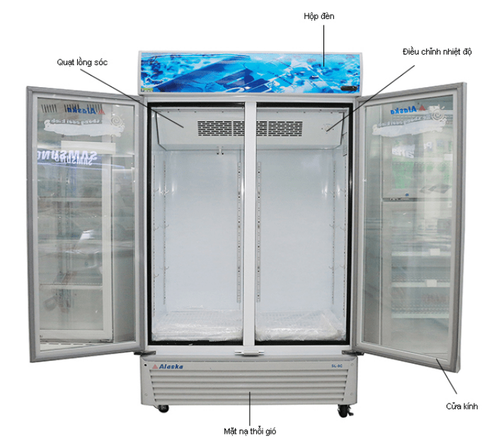 Phác hoạ tổng quát hình ảnh tủ mát Alaska 1200 lít SL12C 