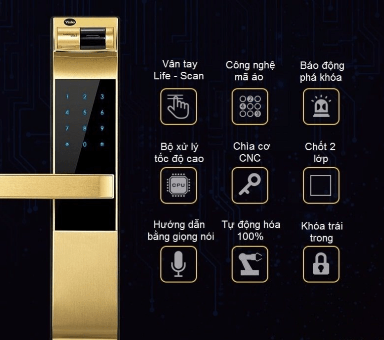 Khóa vân tay Yale YDM 4109+ Gold