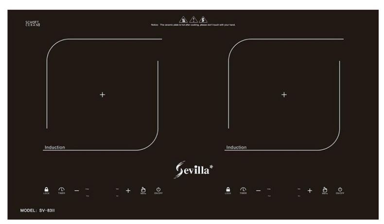 2. Bếp từ Sevilla SV-83II sử dụng mặt kính Schott Ceran được vát cạnh cực kì tinh tế.
