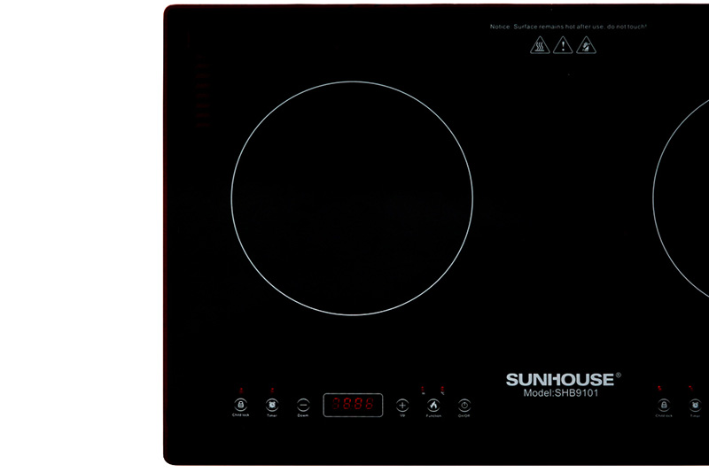 Bếp từ Sunhouse SHB9101 5 2. Bếp từ Sunhouse SHB9101 sử dụng mặt kính cao cấp