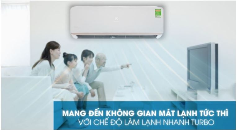 7. Điều hòa Electrolux ESV09CRO làm mát lạnh nhanh nhờ chế độ làm lạnh Turbo