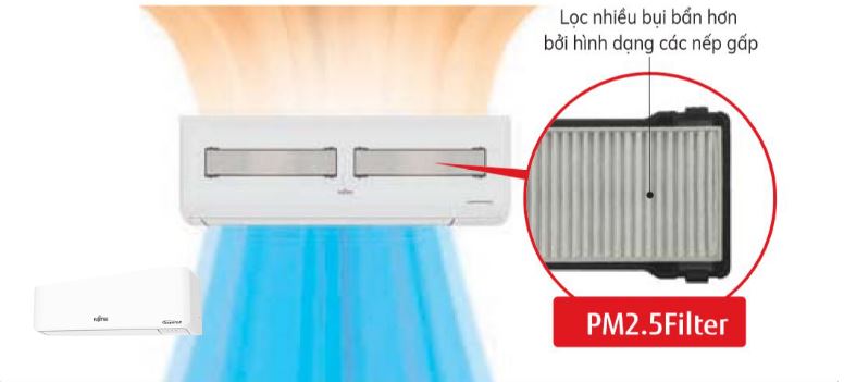 6. Dàn lạnh Fujitsu AG12CPTA-V sử dụng lớp lọc các hạt bụi siêu nhỏ PM 2.5