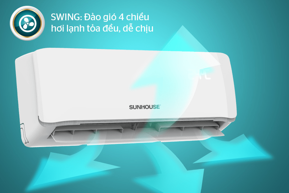10. Chế độ SWING trên điều hoà Sunhouse SHR AW09C310 giúp khí lạnh tỏa đều khắp phòng