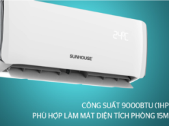 1. Điều hòa Sunhouse 9000BTU 1 chiều SHR-AW09C320 phù hợp cho phòng có diện tích dưới 15m2