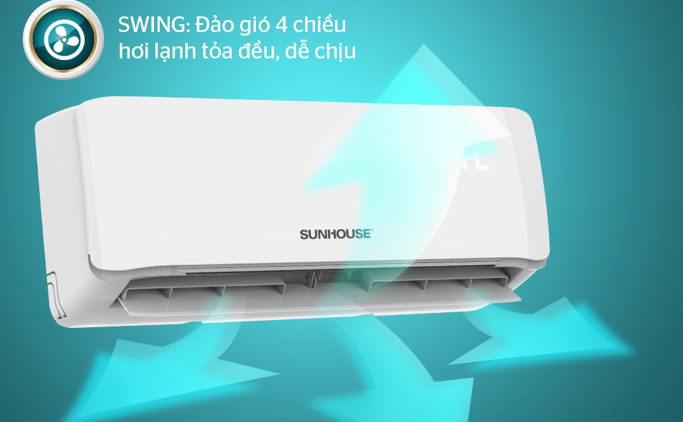 4. Điều hòa Sunhouse SHR AW12C310 giúp khí lạnh tỏa đều khắp phòng nhờ chế độ Swing
