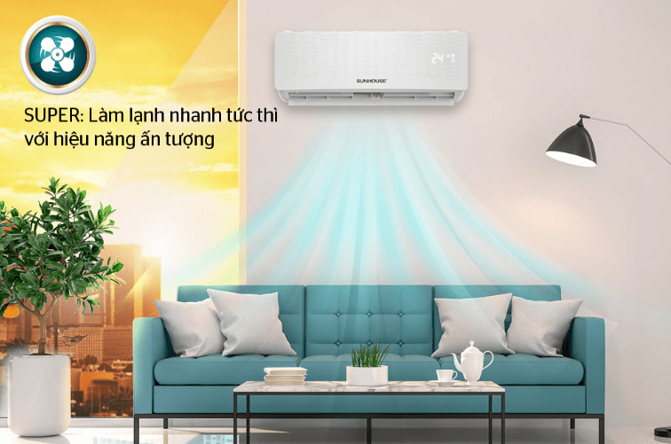 7. Điều hòa Sunhouse SHR-AW18C110 có chế độ SUPER cho cảm giác mát lạnh tức thì
