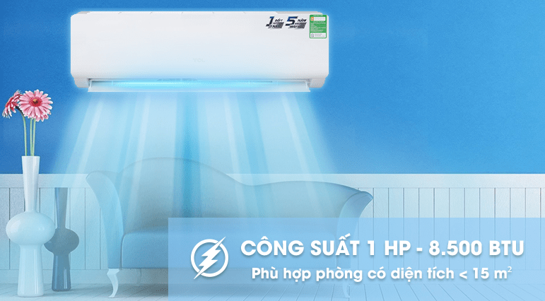 3. Điều hoà TCL N09CS/KC41 1HP phù hợp diện tích phòng dưới 15m2