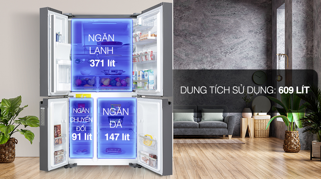 Tủ lạnh Electrolux Inverter 609 Lít EQE6879A-B 7 Tủ lạnh Electrolux Inverter 609 Lít EQE6879A-B - Các ngăn tủ