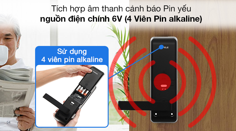 3. Nguồn điện sử dụng trên khoá vân tay EL7700 TCS