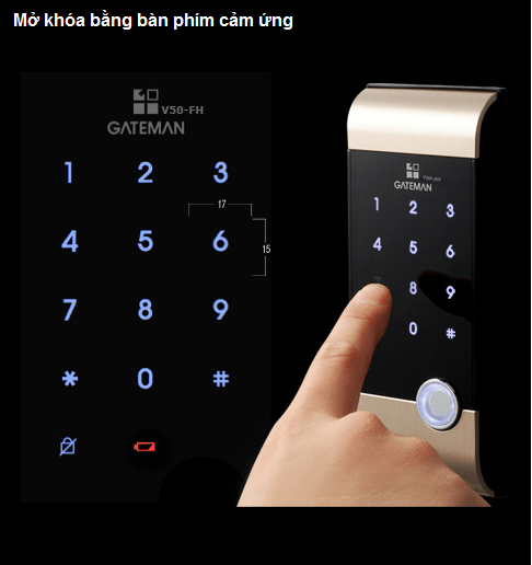 Khoá cửa điện tử - khoá mã số Gateman V50-FH sở hữu kiểu dáng thon gọn, chịu lực bền bỉ