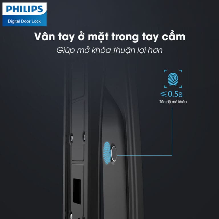 7. Khoá thông minh, khoá điện tử Philips DDL702 với cảm biến vân tay nhanh nhạy