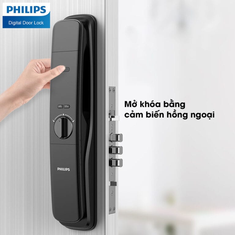 7. Khoá thông minh, khoá điện tử Philips DDL702 với cảm biến vân tay nhanh nhạy
