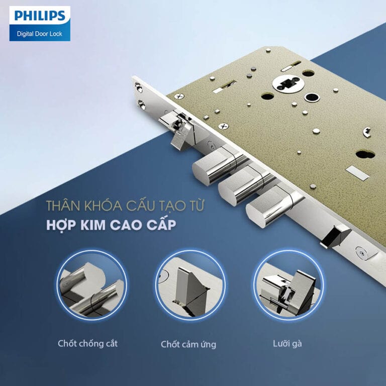 2. Khoá cửa vân tay Philips DDL702E sở hữu kiểu dáng sang trọng, tính thẩm mỹ cao