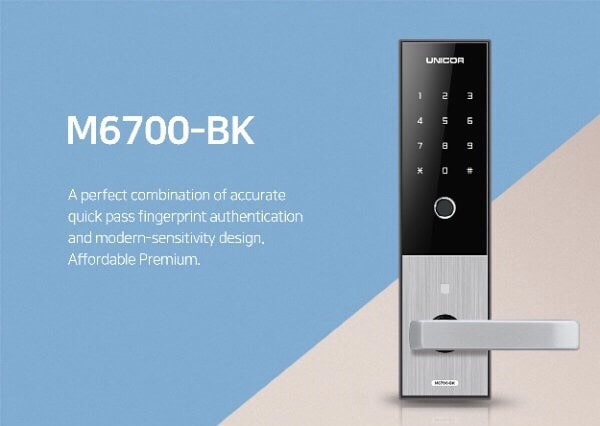 1. Khóa cửa điện tử Unicor M6700 BK thiết kế sang trọng hài hòa