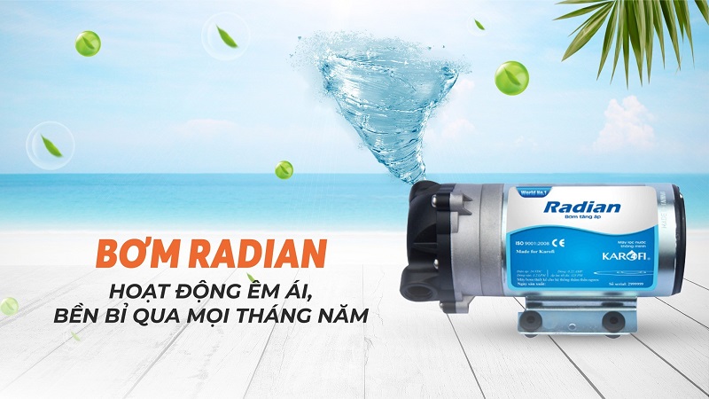 Máy lọc nước Karofi Livotec 600 9 Bơm Radian hoạt động êm ái, vận hành bền bỉ