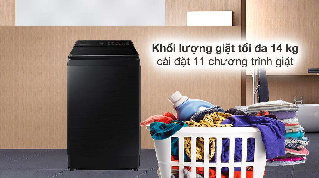 Máy giặt Samsung Inverter 14 kg WA14CG5886BVSV - Khối lượng giặt và chương trình giặt Khối lượng giặt và chương trình giặt trên Máy giặt Samsung WA14CG5886BVSV 14kg Inverter