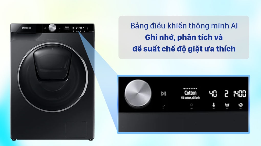 7. Bảng điều khiển thông minh AI Control ghi nhớ và đề xuất chế độ giặt