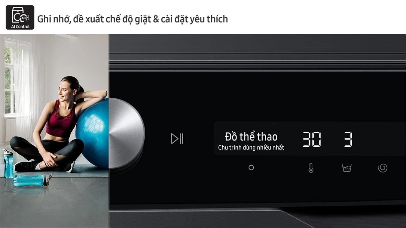5. Bảng điều khiển AI Control giúp phân tích và đề xuất chế độ giặt thông minh