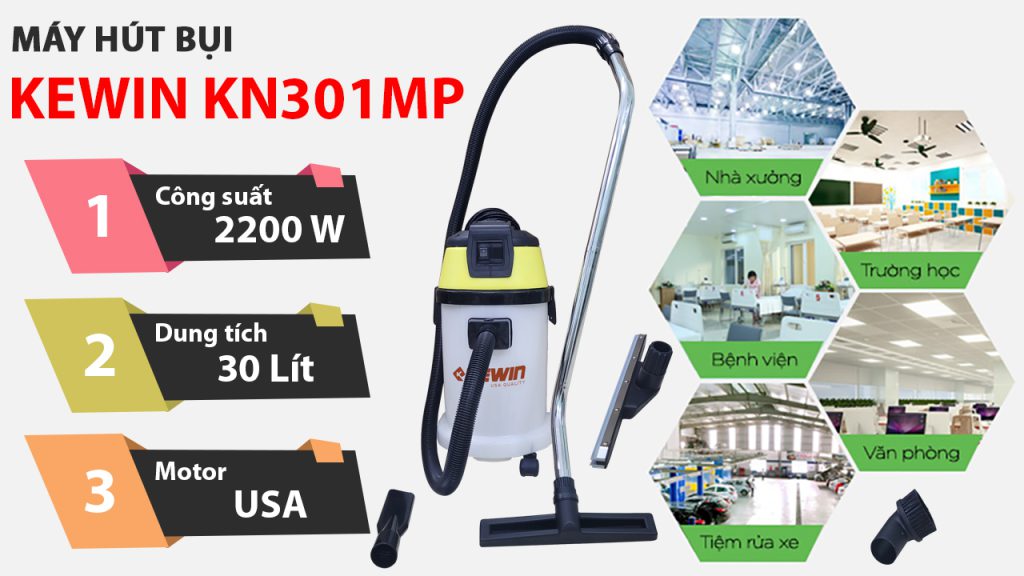 Máy hút bụi công nghiệp Kewin KN301MP 2 Máy hút bụi công nghiệp Kewin KN301MP