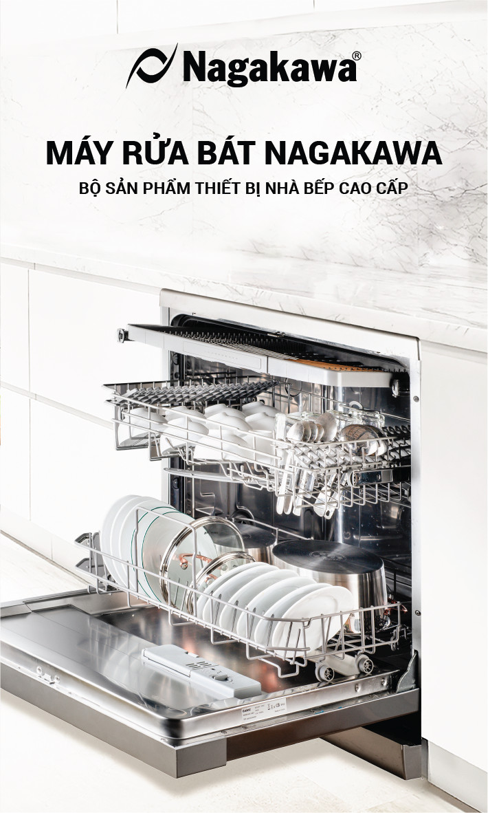 1. Máy rửa bát Nagakawa NAG3601M15 trợ thủ cho bà nội trợ
