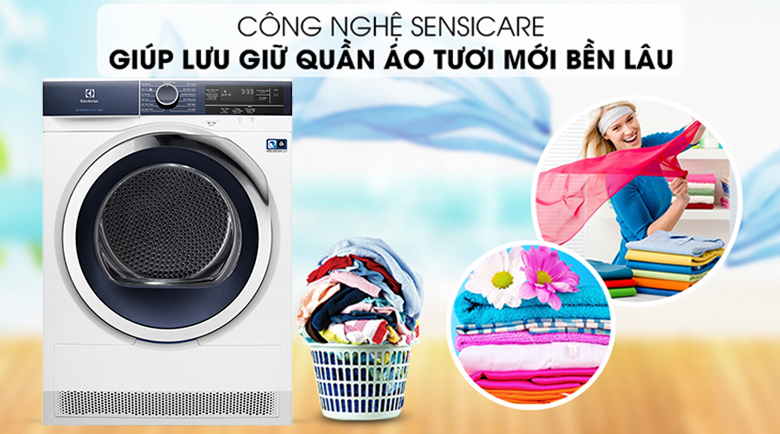 Máy sấy bơm nhiệt Electrolux EDH903BEWA bảo vệ quần áo với công nghệ sấy SensiCare