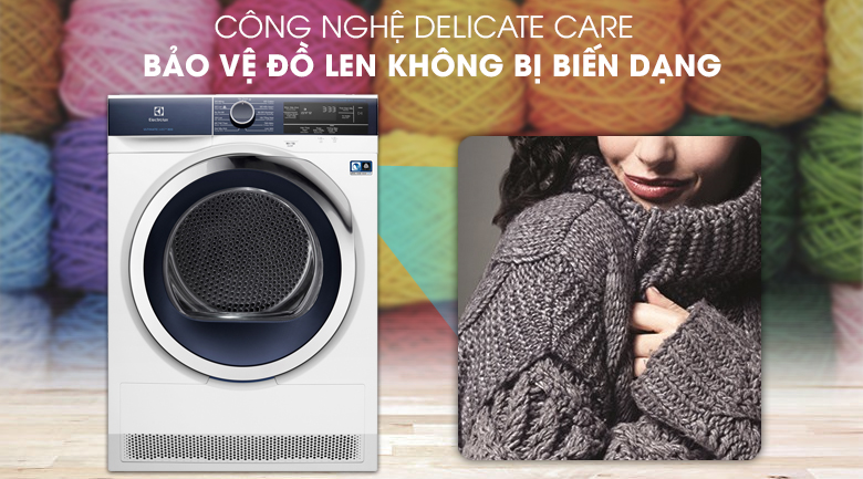 Máy sấy bơm nhiệt Electrolux EDH903BEWA Delicate Care – Bảo vệ đồ len không bị biến dạng