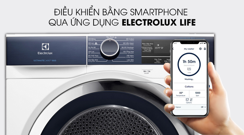 Máy sấy Electrolux EDH903BEWA điều khiển máy sấy từ xa với ứng dụng Electrolux Life