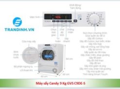 Hình ảnh tổng quan của máy sấy Candy 9 Kg GVS C9DE-S