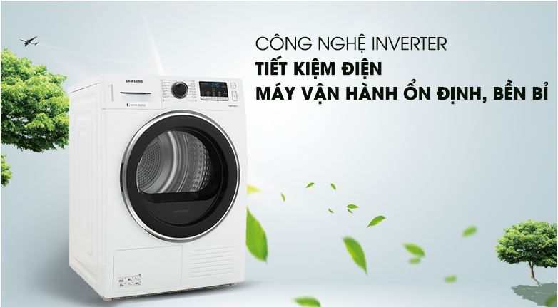 Máy sấy bơm nhiệt Samsung Inverter 9 Kg DV90M5200QW/SV 6 Trang bị công nghệ Inverter tiết kiệm điện, vận hành ổn định, đảm bảo tuổi thọ