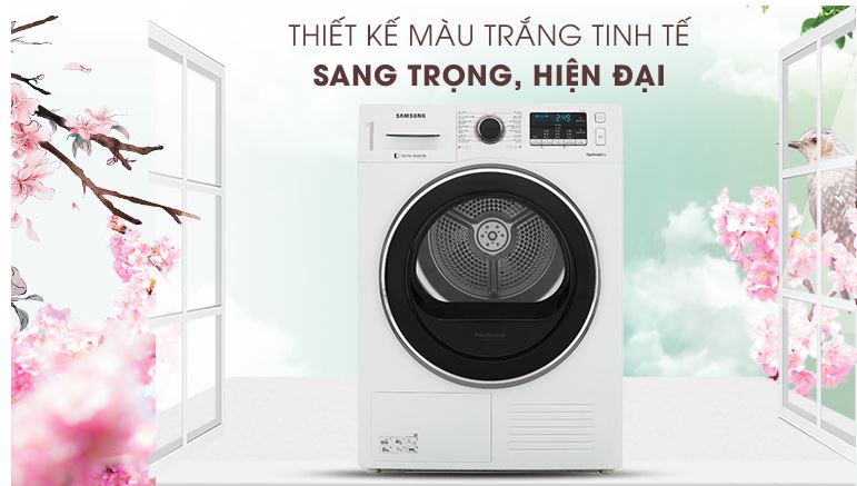 Máy sấy bơm nhiệt Samsung Inverter 9 Kg DV90M5200QW/SV 5 Thiết kế sang trọng, kiểu dáng tinh tế, hiện đại bắt mắt