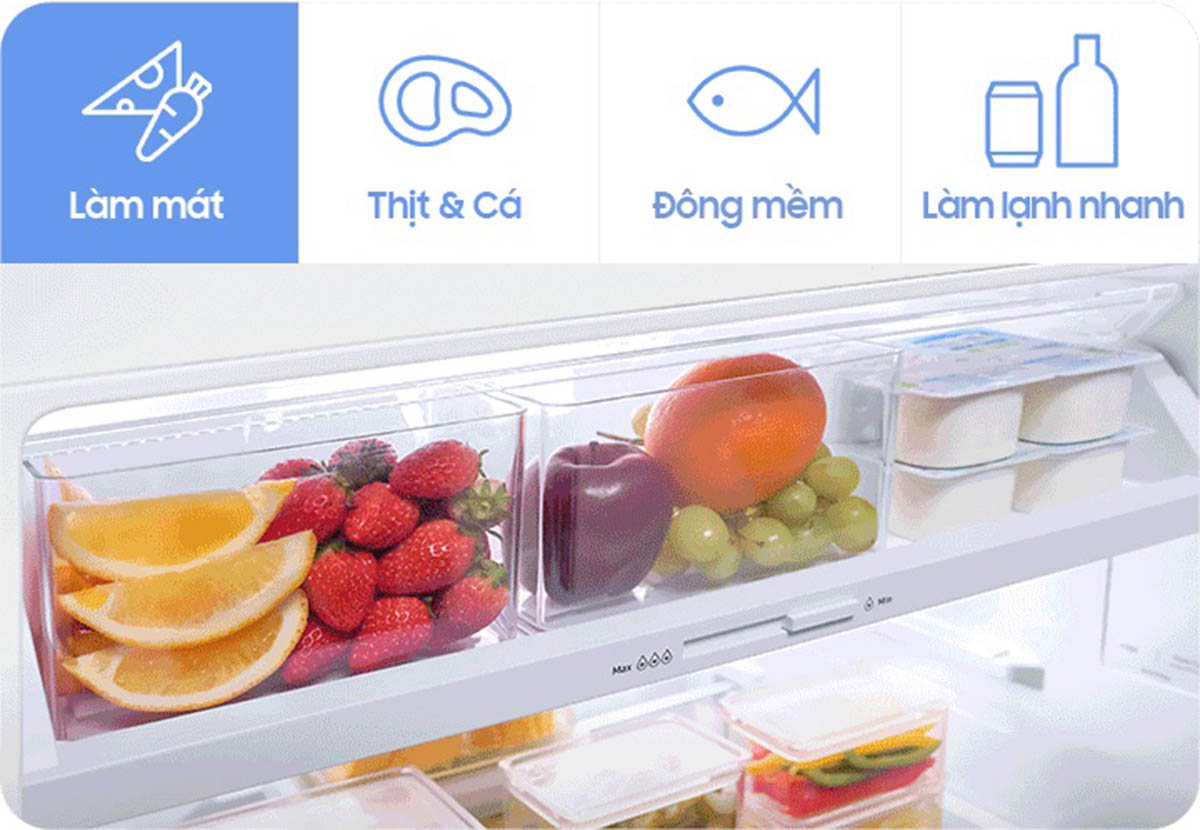 4 chế độ lưu trữ trên ngăn đông mềm linh hoạt Optimal Fresh