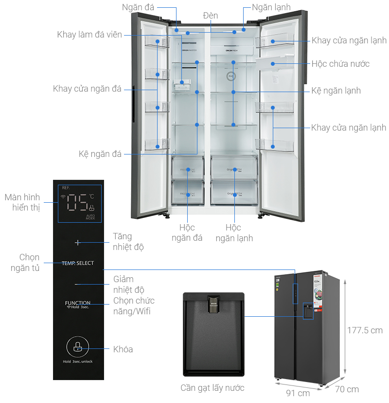 Tủ lạnh Aqua Inverter 347 lít AQR-T400FA(WFB) 5 Tủ lạnh Aqua Inverter 347 lít AQR-T400FA(WFB)