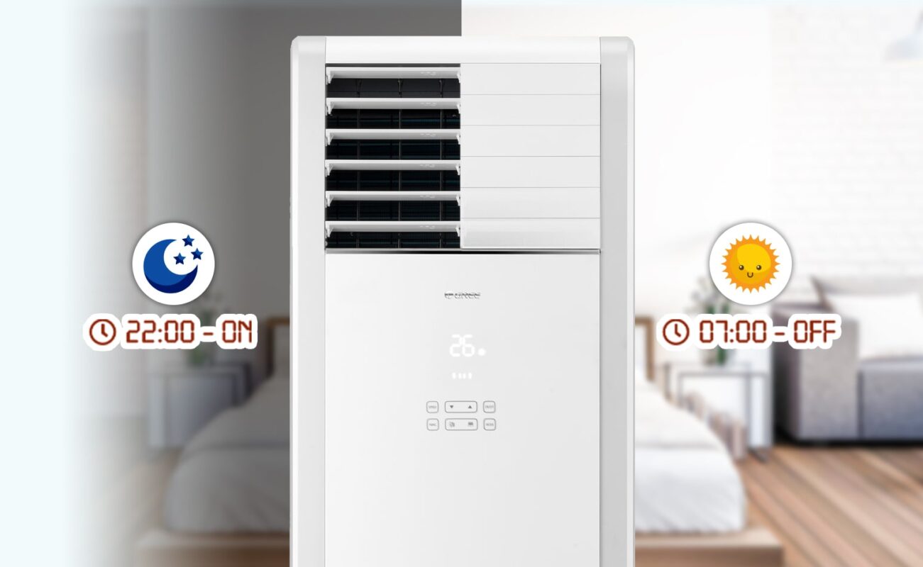 Điều hòa cây Gree GVC36AL-K6NNC7A hỗ trợ hẹn giờ bật tắt thông minh