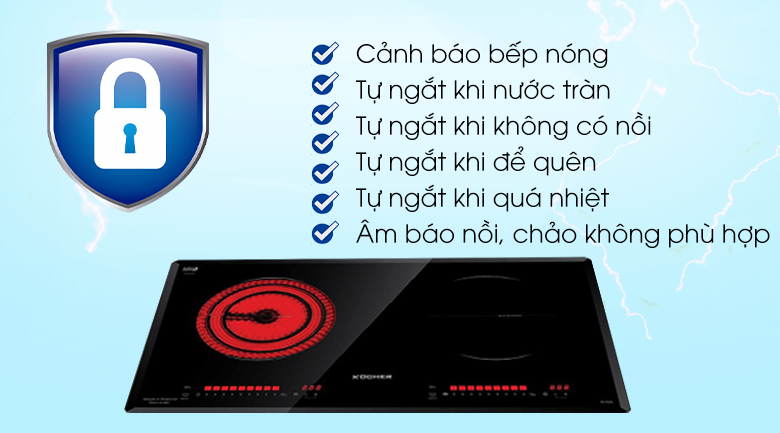 5. Bếp từ điện Kocher EI-733S trang bị nhiều tính năng hiện đại