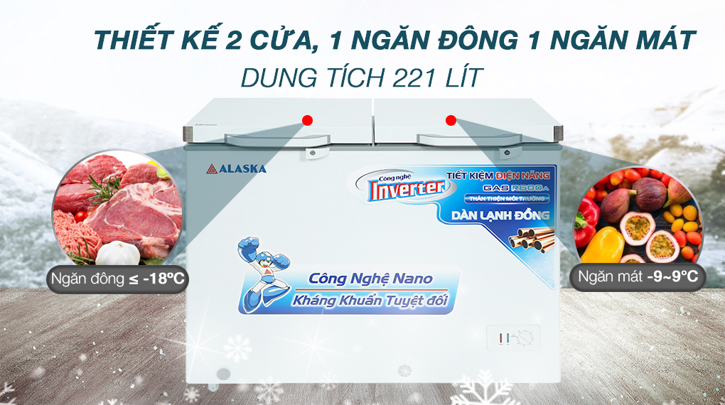 Tủ đông Alaska Inverter 221 lít BCD 3568CI - Tổng quan thiết kế Tủ đông Alaska Inverter 221 lít BCD 3568CI - Tổng quan thiết kế