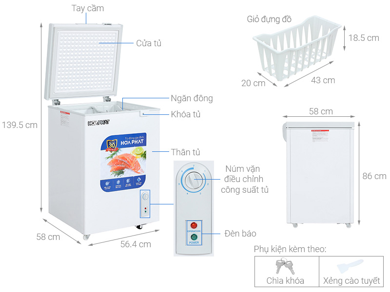 Tủ đông mini Hoà Phát 107 lít AN6107 6 Tủ đông Hòa Phát 107 lít HPF AN6107