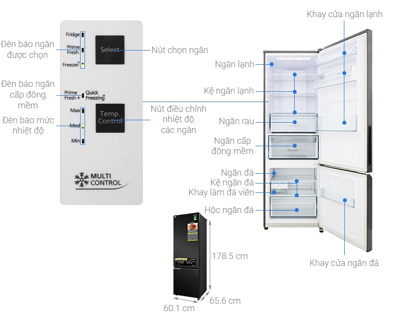 Thông số kỹ thuật tủ lạnh Panasonic NR-BC360QKVN