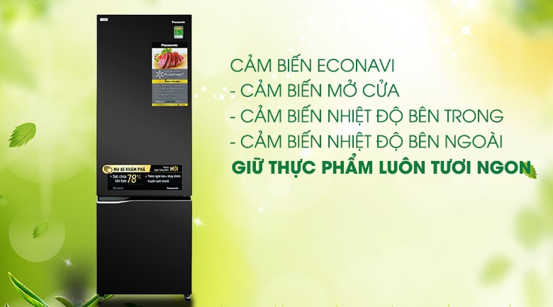 Tủ lạnh Panasonic inverter 322 lít NR-BC360QKVN 10 Trang bị cảm biến Econavi, tủ lạnh nâng cao hiệu quả tiết kiệm điện hơn