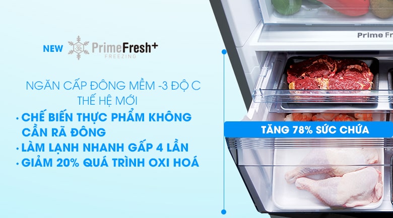Tủ lạnh Panasonic inverter 322 lít NR-BC360QKVN 7 Chế biến thực phẩm không cần rã đông với ngăn đông mềm Prime Fresh+