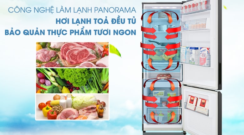 Tủ lạnh Panasonic inverter 322 lít NR-BC360QKVN 9 Hệ thống làm lạnh Panorama giúp lan toả hơi lạnh đồng đều, ổn định