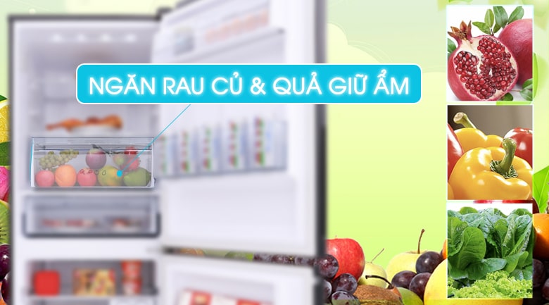 Ngăn rau quả giữ ẩm giúp thực phẩm luôn tươi ngon trên tủ lạnh Panasonic NR-BC360QKVN