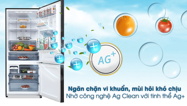 Công nghệ Ag Clean với tinh thể Ag+ khử mùi, kháng khuẩn tối ưu trên tủ lạnh Panasonic BX421GPKV