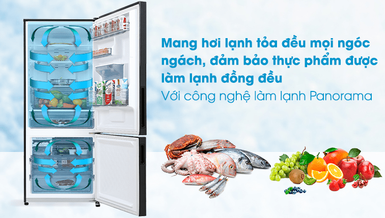Công nghệ làm lạnh vòng cung Panorama mang hơi lạnh lan toả khắp tủ lạnh NR-BX421GPKV