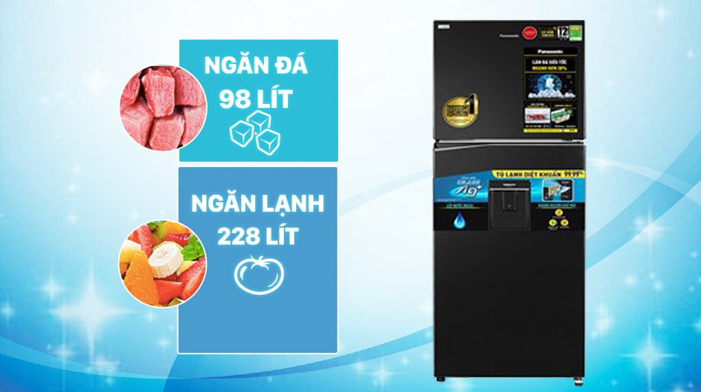 Tủ lạnh ngăn đá trên Pananosic NR-TL351GPKV phù hợp cho gia đình từ 3 – 4 người