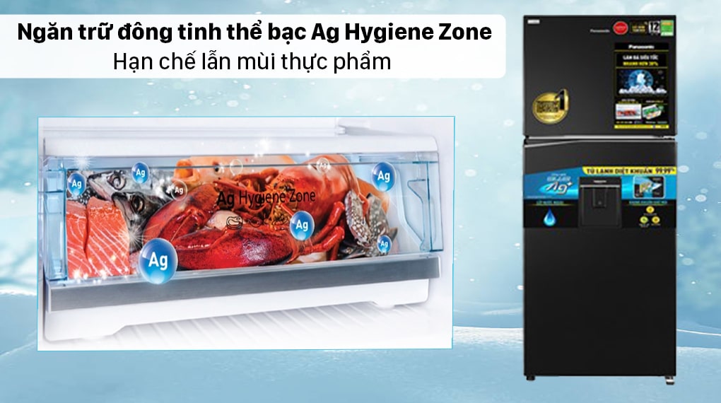 Ngăn trữ đông tinh thể bạc Ag Hygiene Zone hạn chế lẫn mùi thực phẩm với nhau