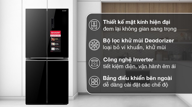 Tủ lạnh Sharp Inverter 362 lít SJ-FX420VG-BK 1 tu lanh sharp inverter 362 lit sj